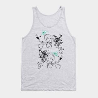 Tattoo - style butterfly and flowers Tank Top